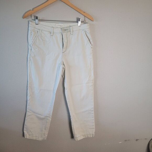 Chino by Anthropologie Women's Size 28 Flat Front Relaxed Cropped Mid Rise Khaki - Picture 1 of 8